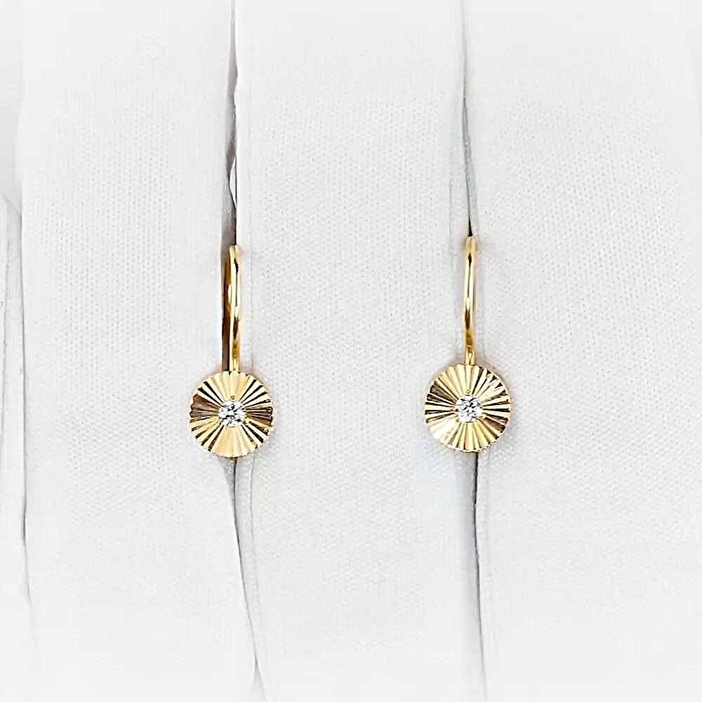 Серьги детские с фианитами из красного золота 375 пробы 1