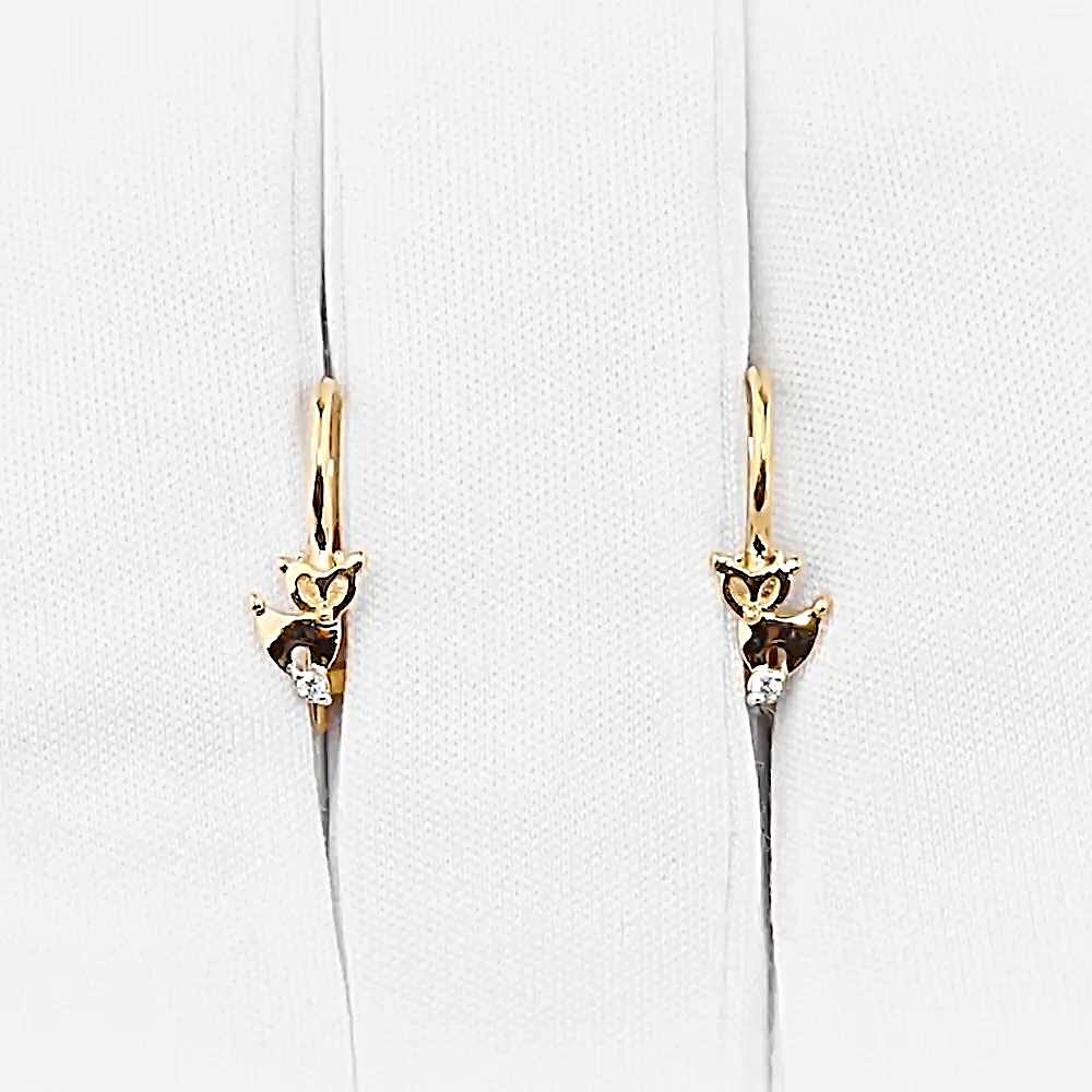 Серьги детские с фианитами из красного золота 585 пробы 1