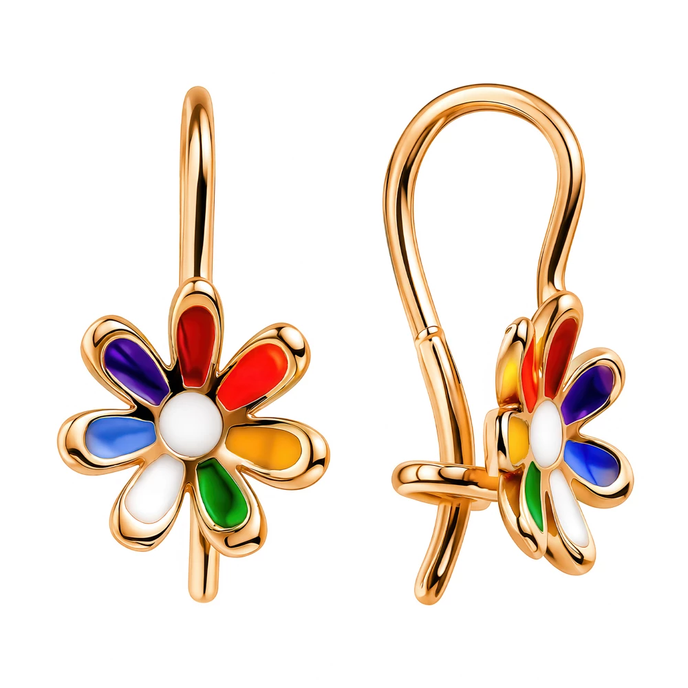 Серьги детские из красного золота 585 пробы 2
