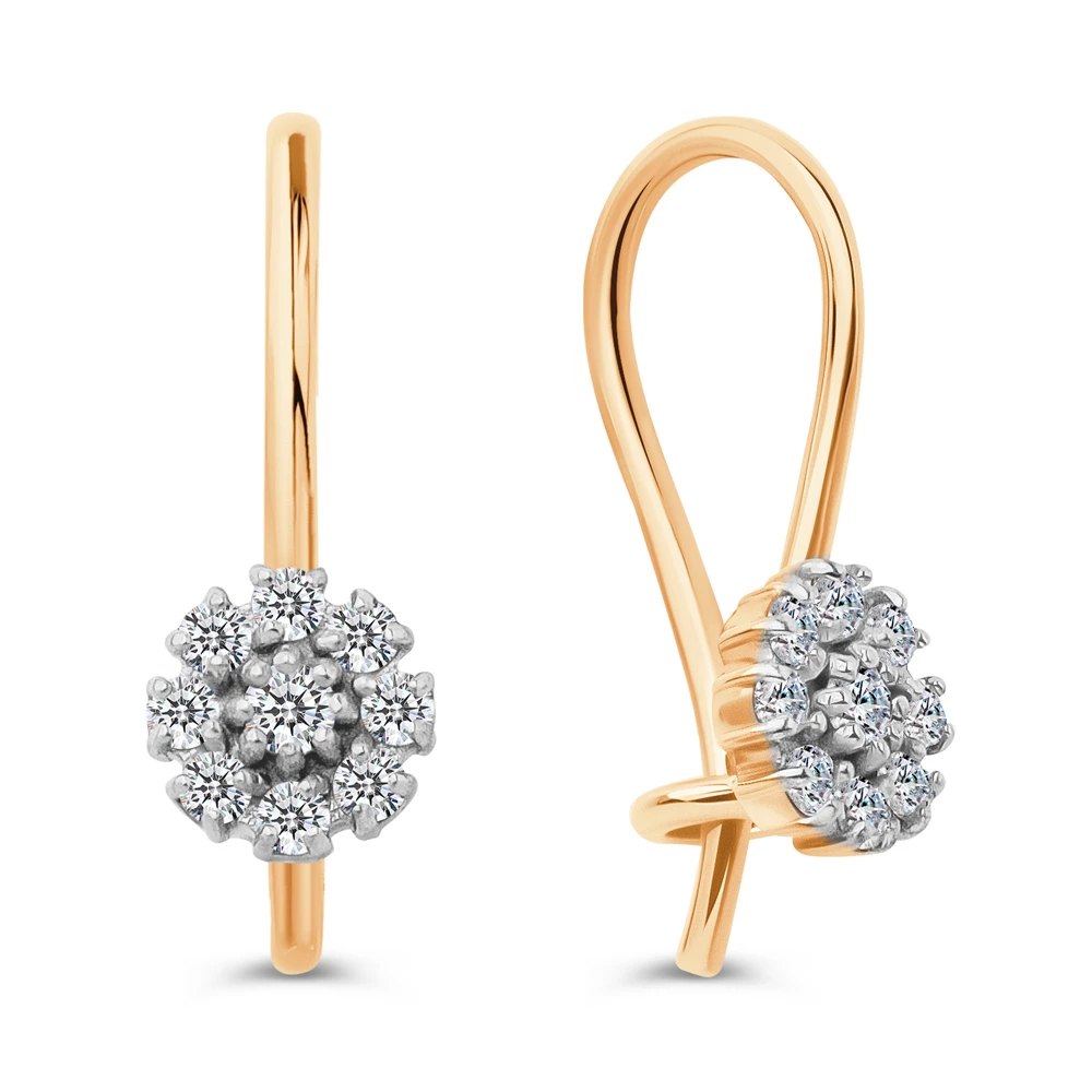 Серьги детские с фианитами из красного золота 375 пробы 2