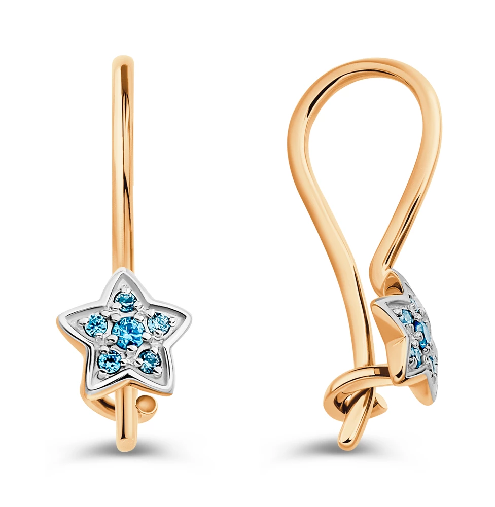 Серьги детские с фианитами из красного золота 375 пробы 3