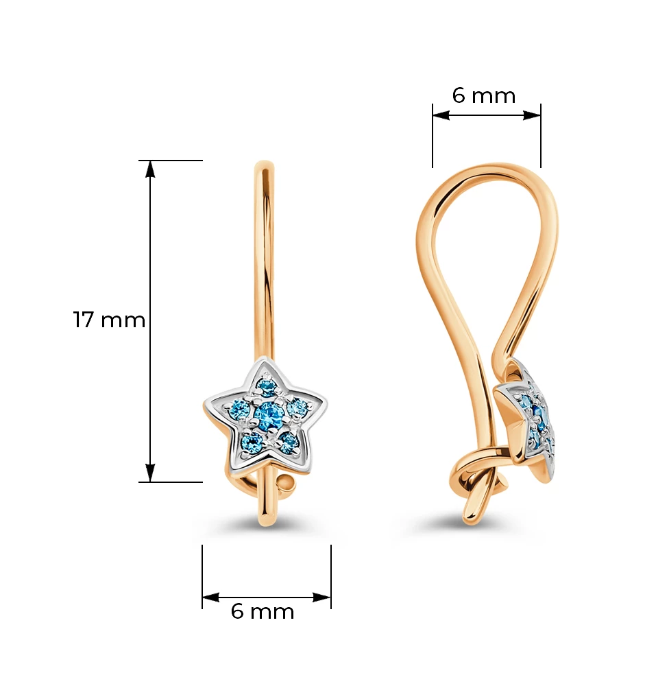 Серьги детские с фианитами из красного золота 375 пробы 4