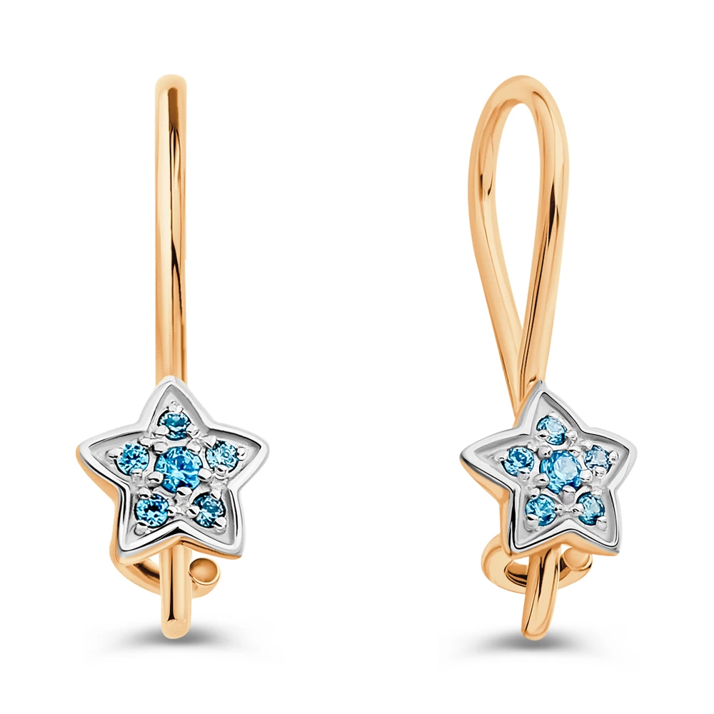 Серьги детские с фианитами из красного золота 375 пробы 2