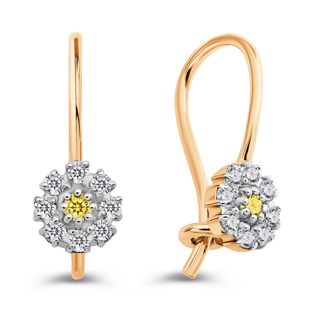 Серьги детские с фианитами из красного золота 375 пробы 2