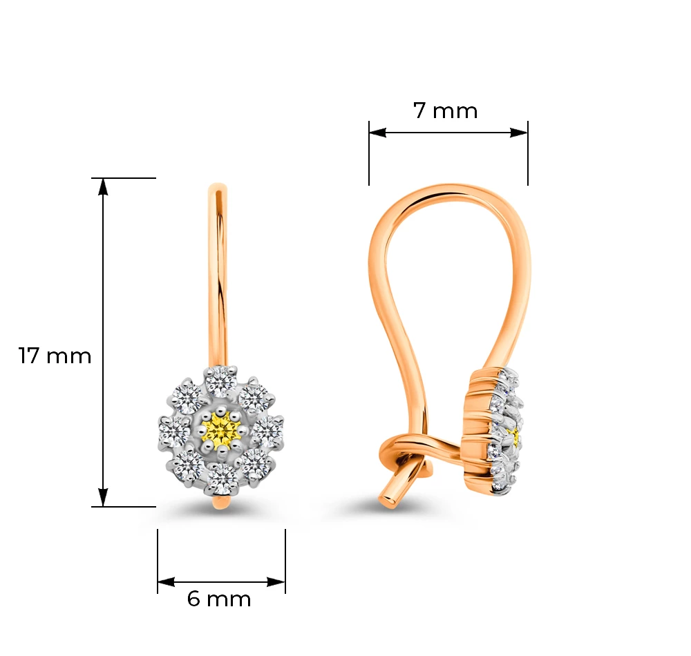 Серьги детские с фианитами из красного золота 375 пробы 4