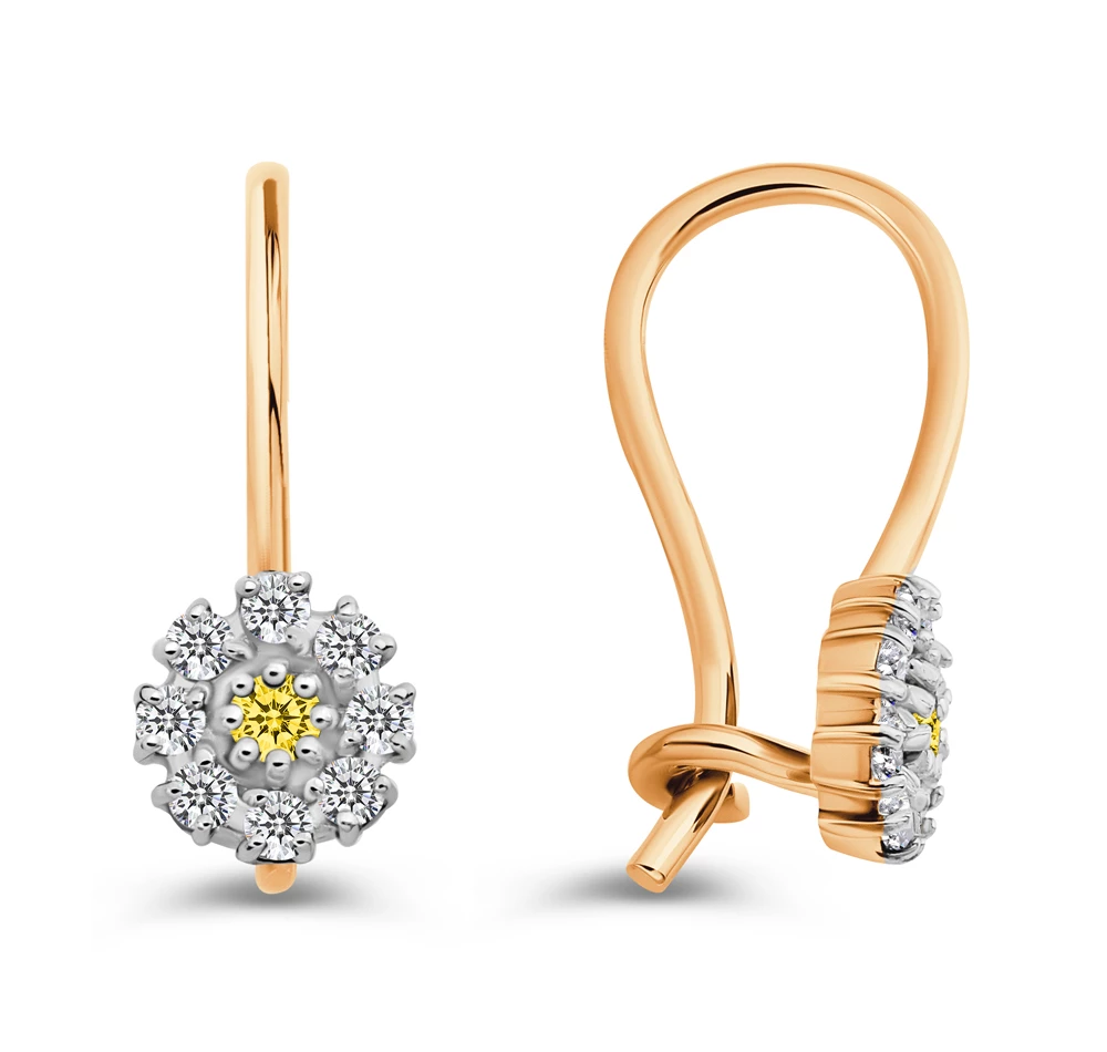 Серьги детские с фианитами из красного золота 375 пробы 3