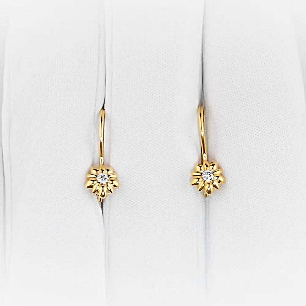 Серьги детские с фианитами из красного золота 375 пробы 1