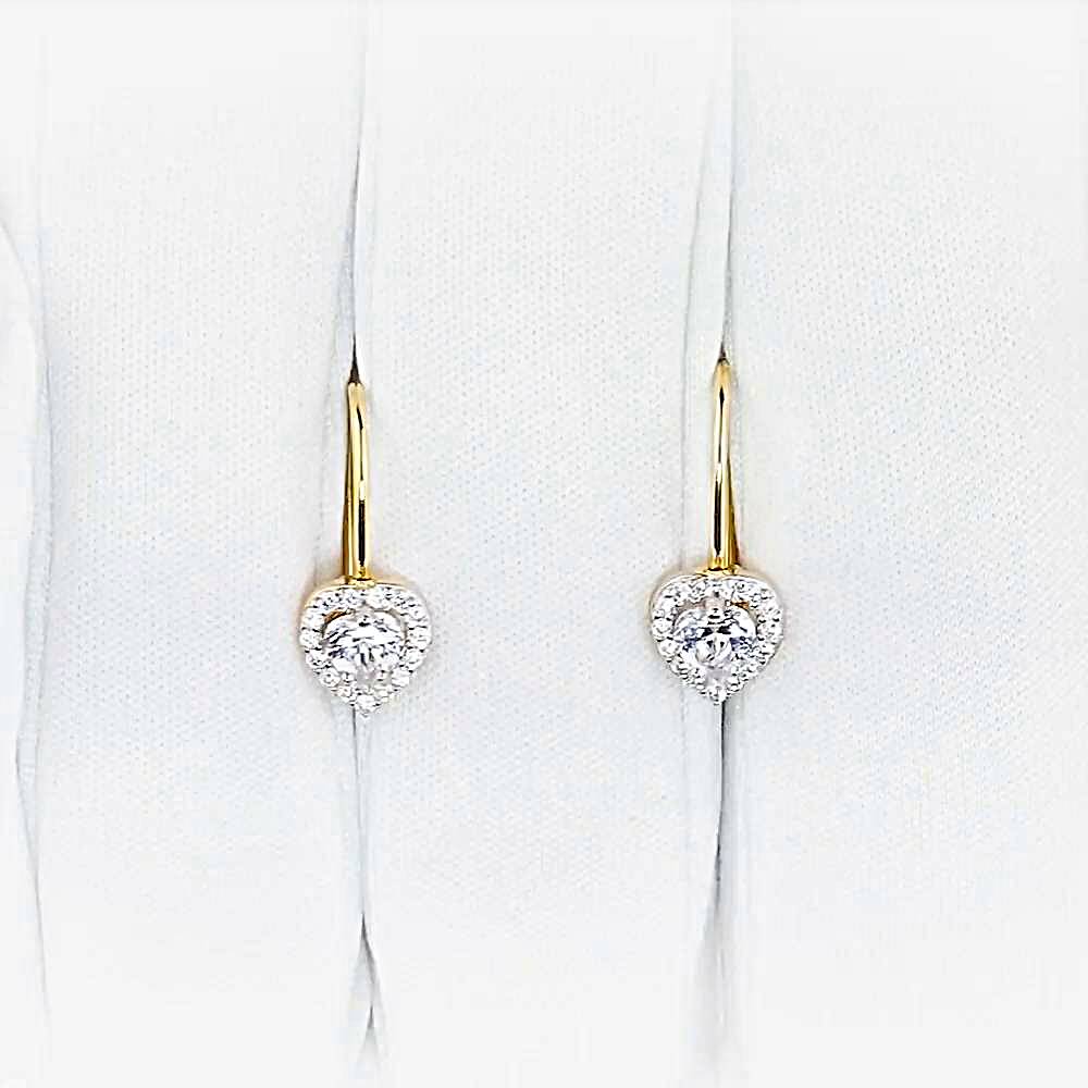 Серьги детские с фианитами из красного золота 585 пробы 1