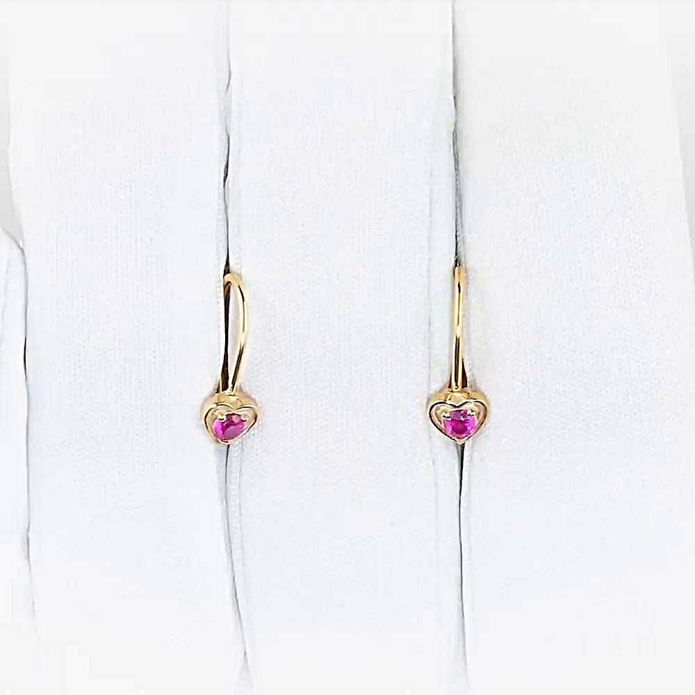 Серьги детские с фианитами из красного золота 375 пробы 1
