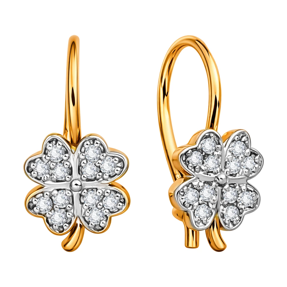 Серьги детские с фианитами из красного золота 375 пробы 2