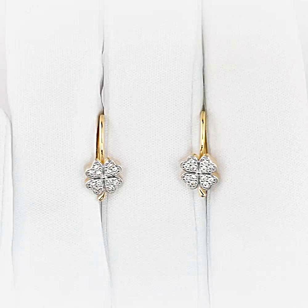 Серьги детские с фианитами из красного золота 375 пробы 1