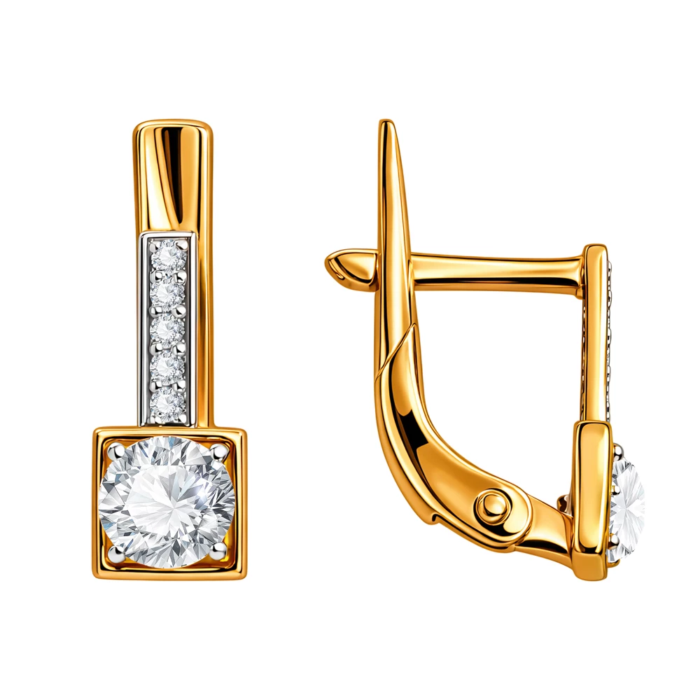 Серьги детские с фианитами из красного золота 375 пробы 3
