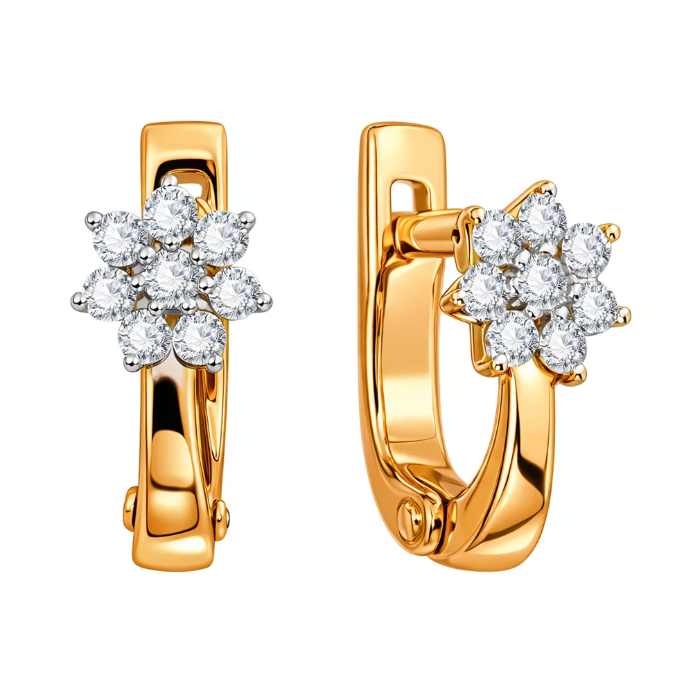 Серьги детские с фианитами из красного золота 375 пробы 2