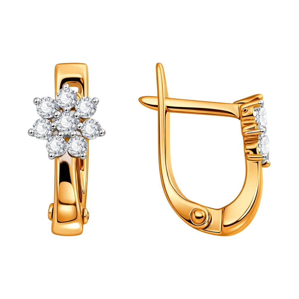 Серьги детские с фианитами из красного золота 375 пробы 3