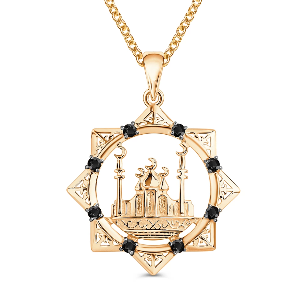 Подвес с фианитами из красного золота 585 пробы 2