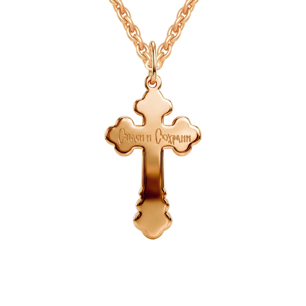 Крестик с фианитом из красного золота 585 пробы