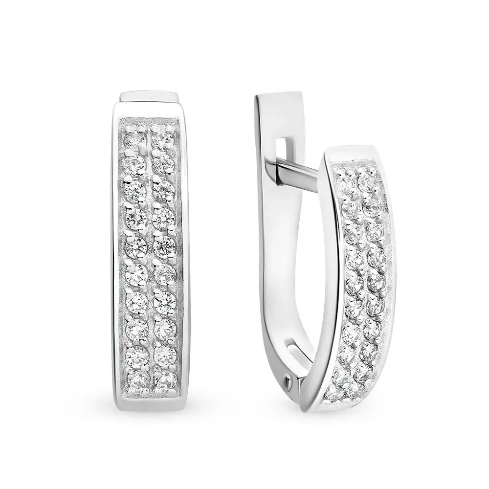 Серьги с фианитами из серебра 925 пробы