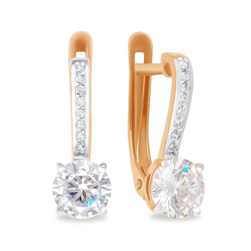 Серьги с фианитами из серебра 925 пробы