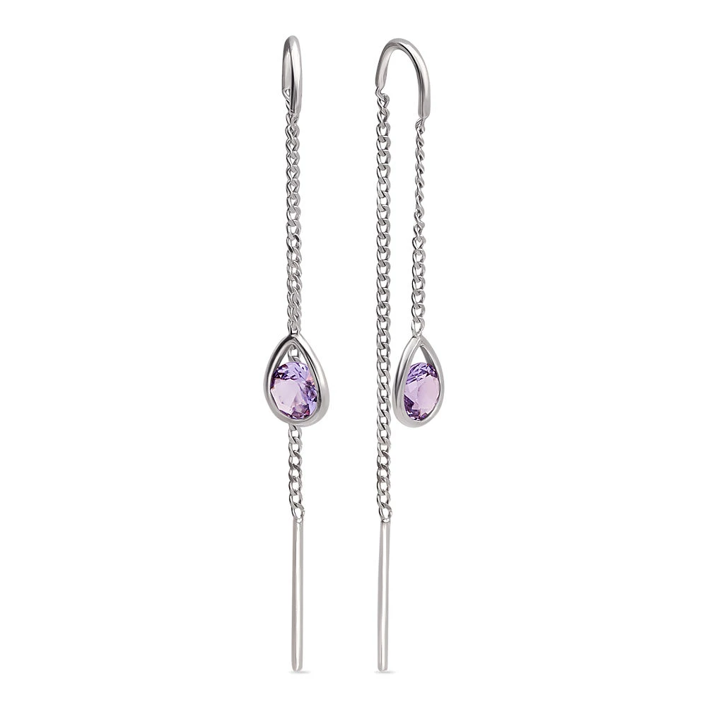 Серьги с фианитами из серебра 925 пробы