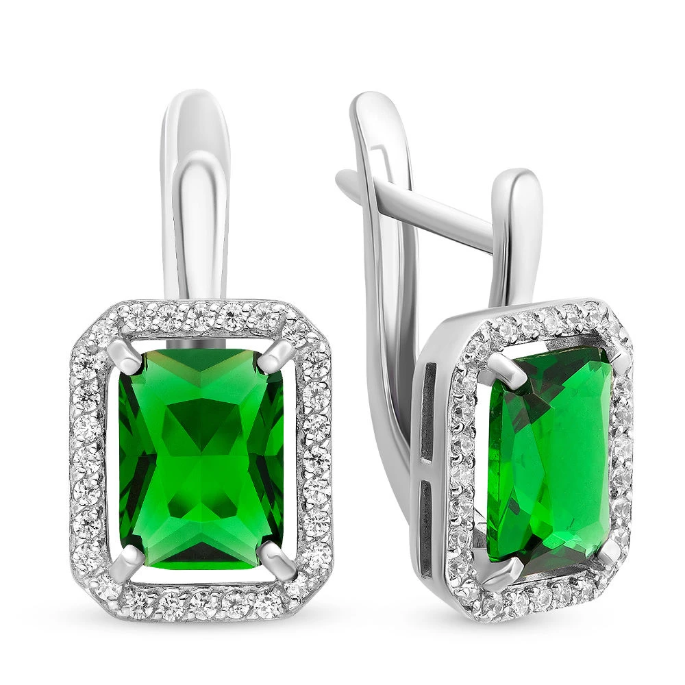 Серьги с фианитами из серебра 925 пробы
