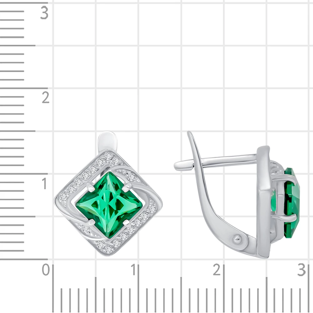 Серьги с фианитами из серебра 925 пробы