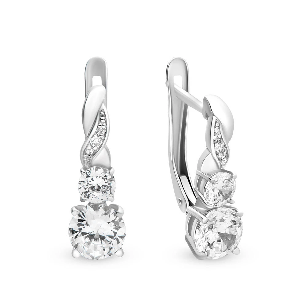 Серьги с фианитами из серебра 925 пробы 1