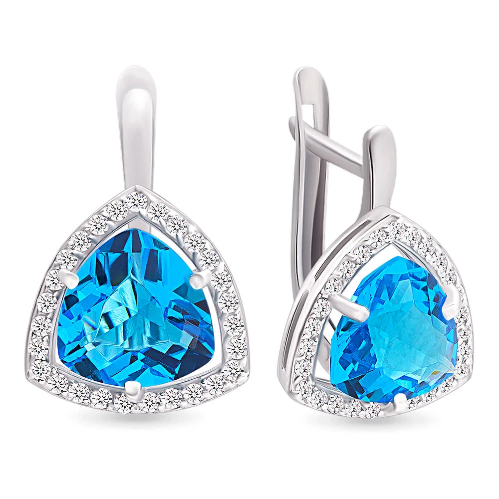 Серьги с фианитами из серебра 925 пробы