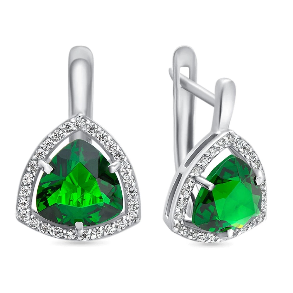 Серьги с фианитами из серебра 925 пробы