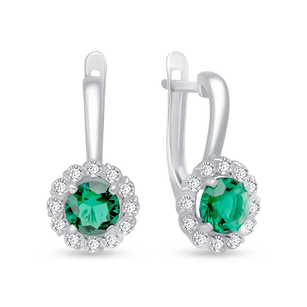 Серьги с фианитами из серебра 925 пробы