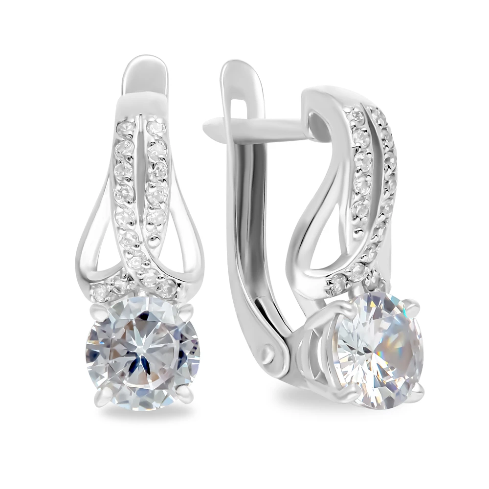 Серьги с фианитами из серебра 925 пробы