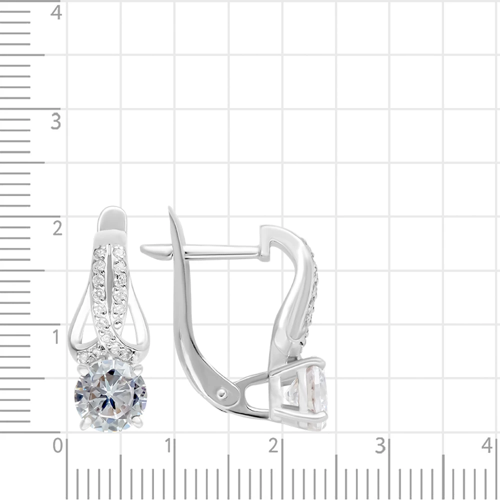 Серьги с фианитами из серебра 925 пробы