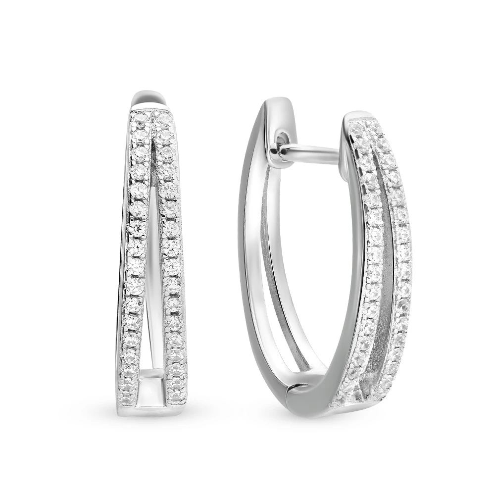 Серьги с цирконами из серебра 925 пробы