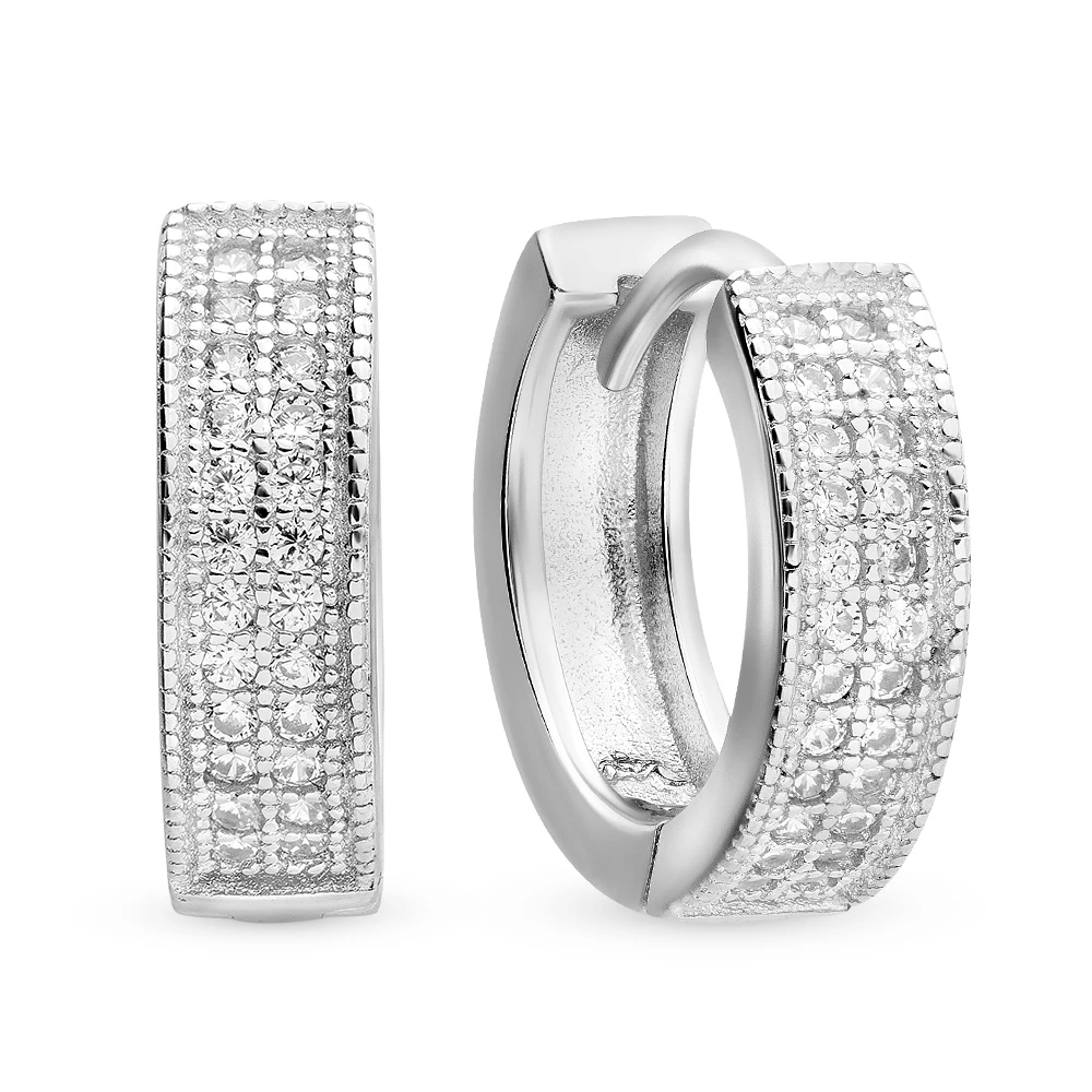 Серьги с цирконами из серебра 925 пробы
