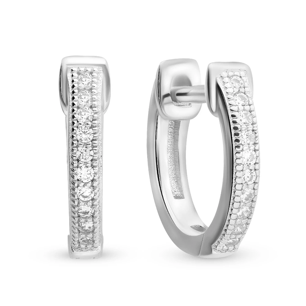 Серьги с цирконами из серебра 925 пробы