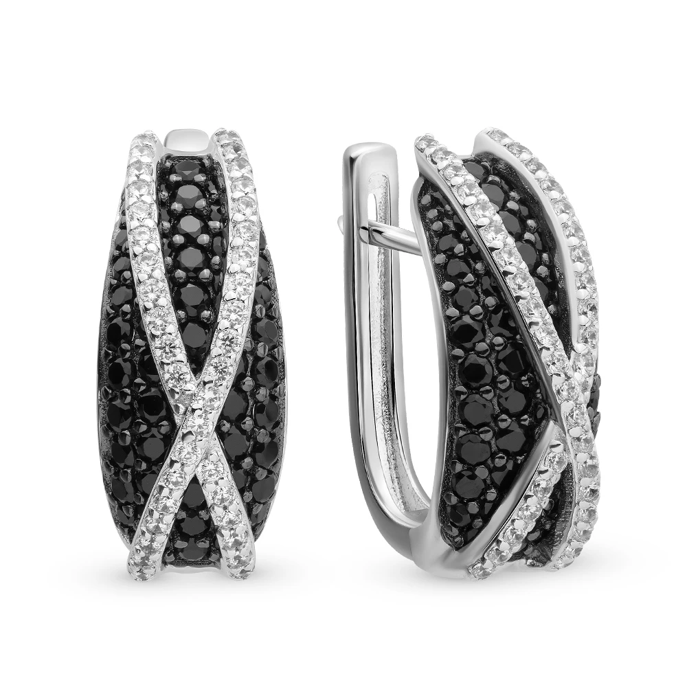 Серьги с фианитами из серебра 925 пробы 1