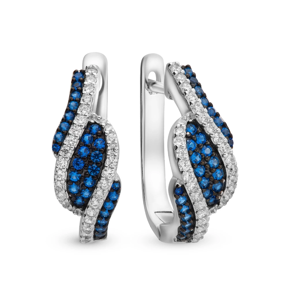 Серьги с фианитами из серебра 925 пробы 2