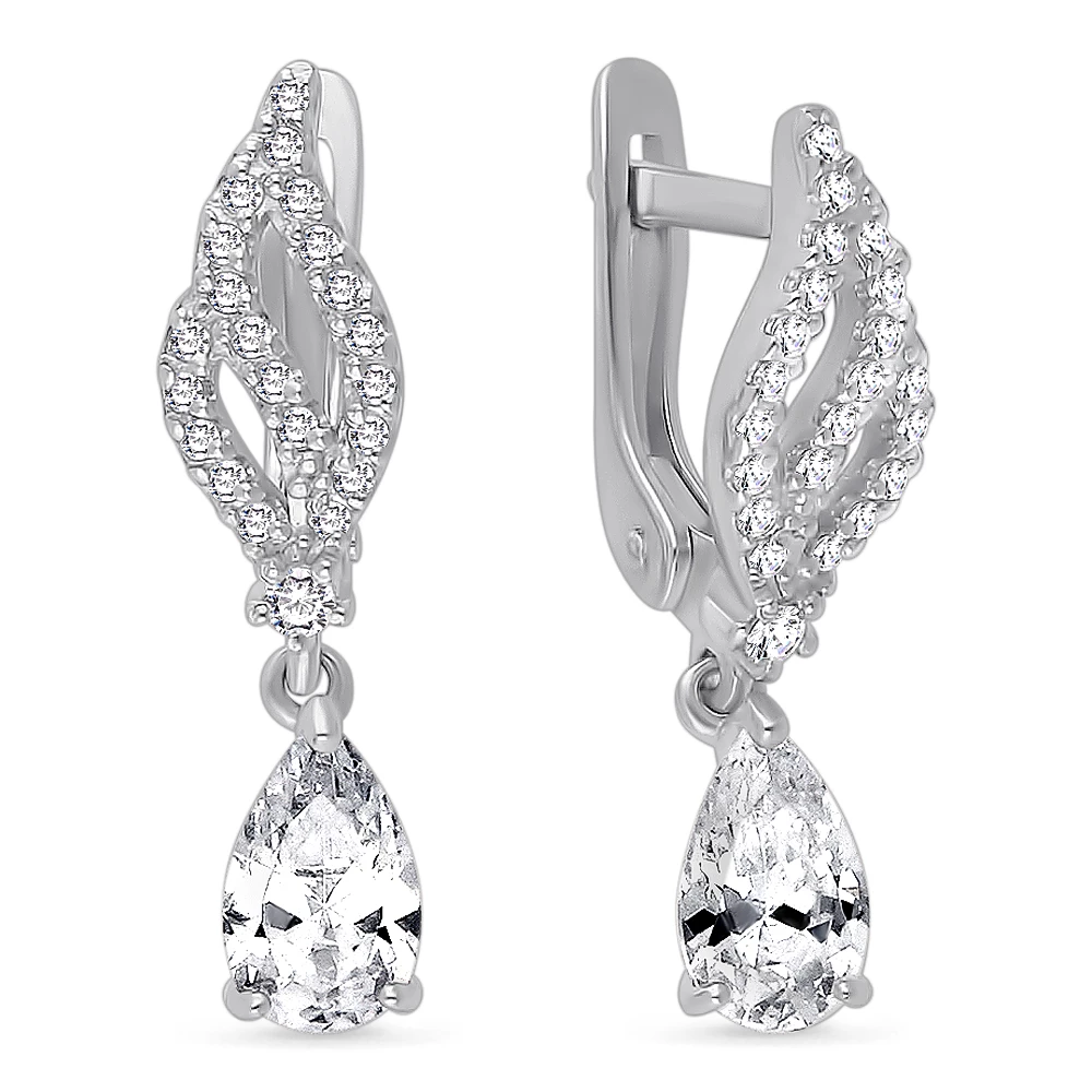 Серьги с фианитами из серебра 925 пробы 1