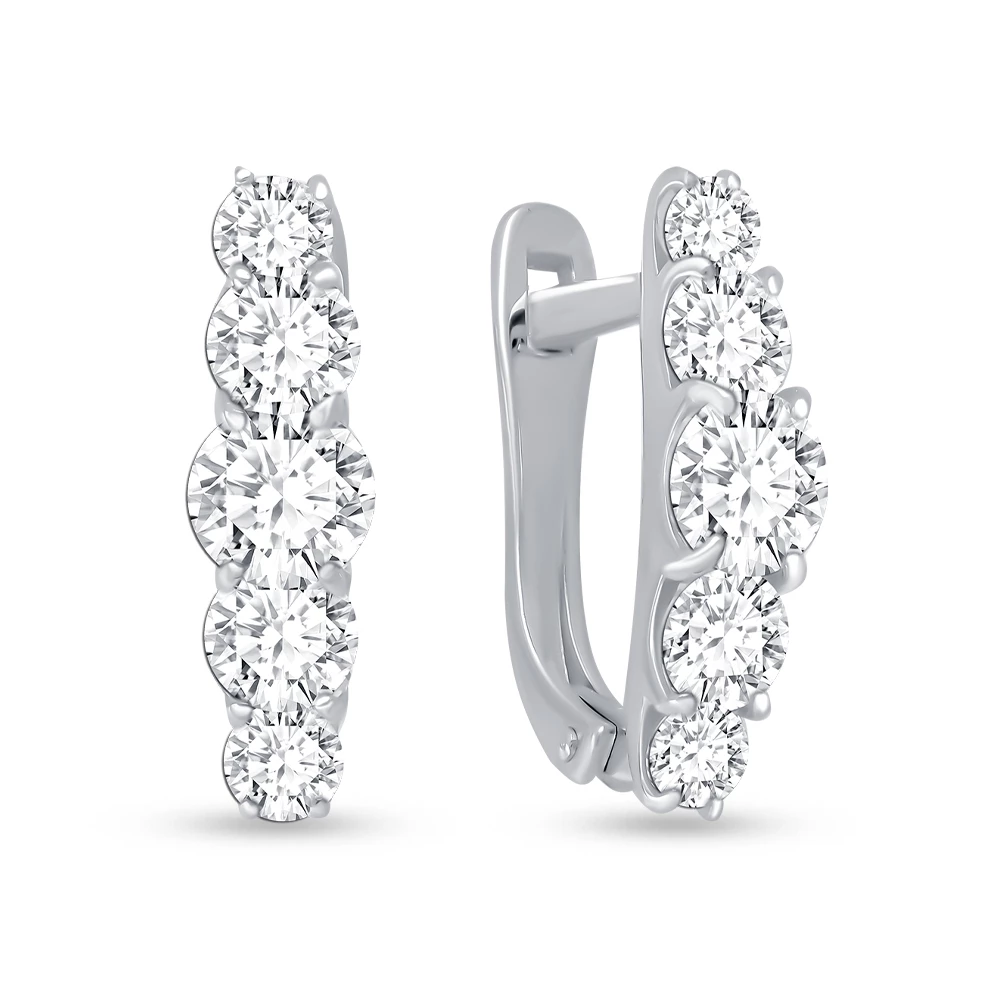 Серьги с фианитами из серебра 925 пробы
