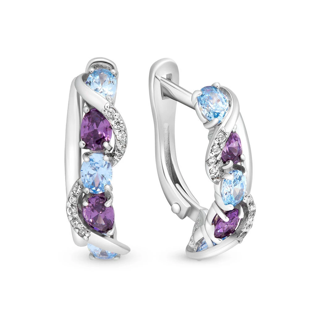 Серьги с фианитами из серебра 925 пробы