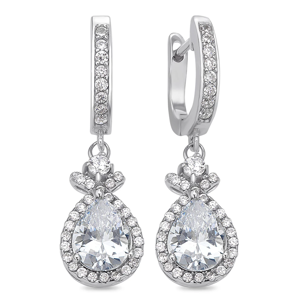Серьги с фианитами из серебра 925 пробы