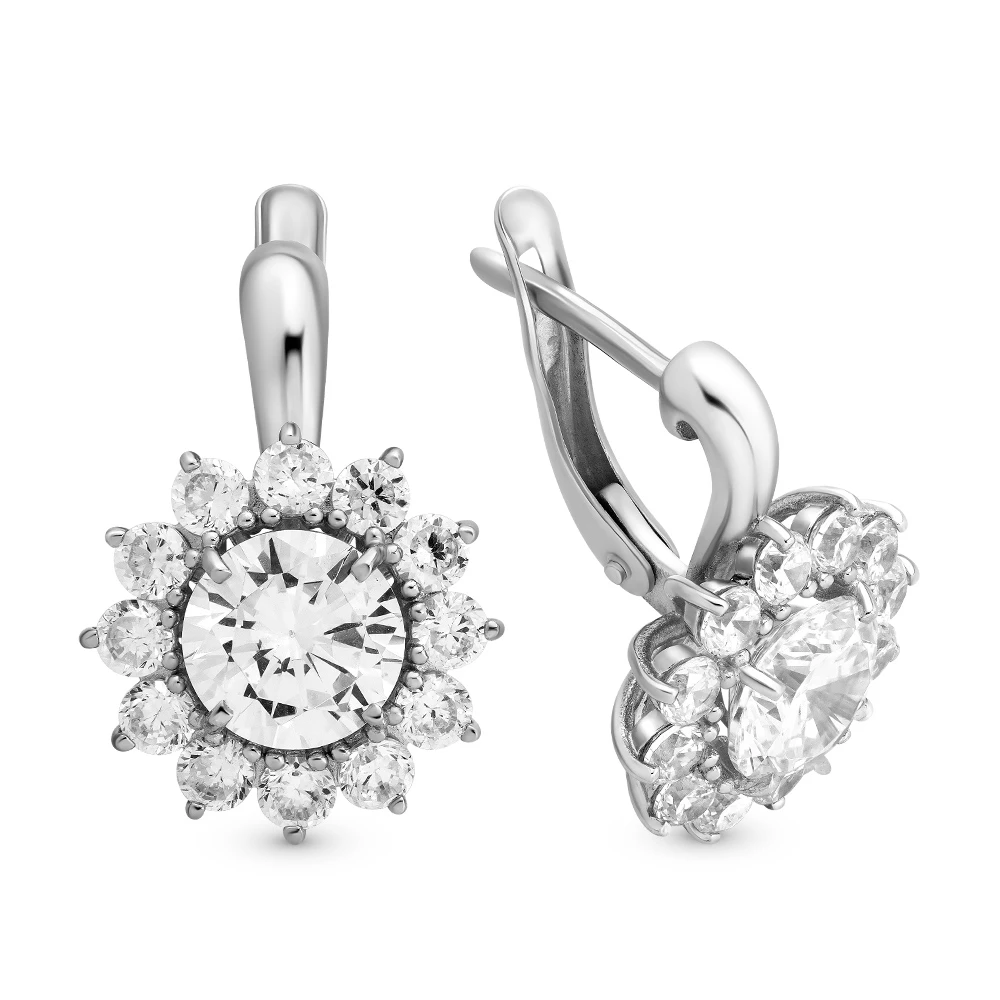 Серьги с фианитами из серебра 925 пробы 2