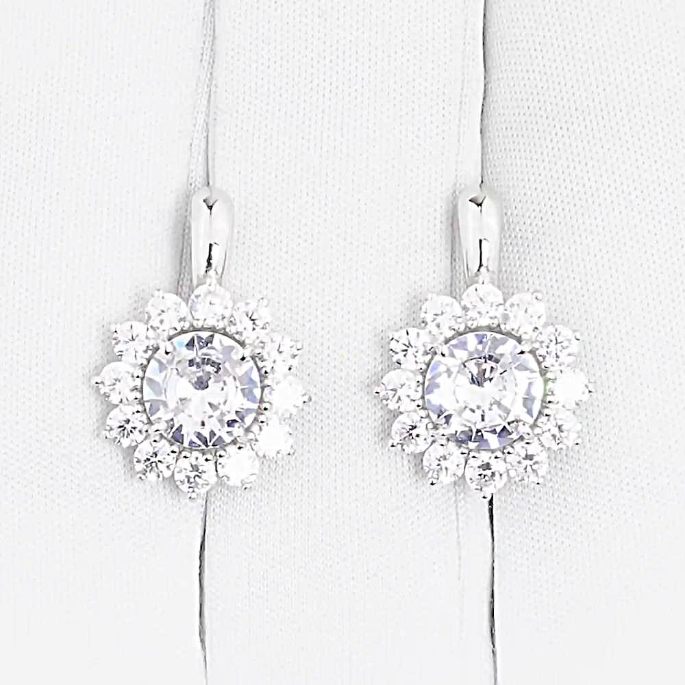 Серьги с фианитами из серебра 925 пробы 1