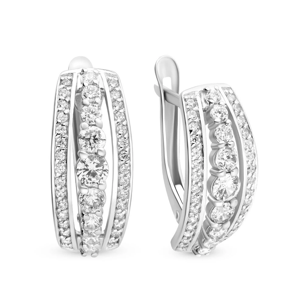 Серьги с фианитами из серебра 925 пробы 2