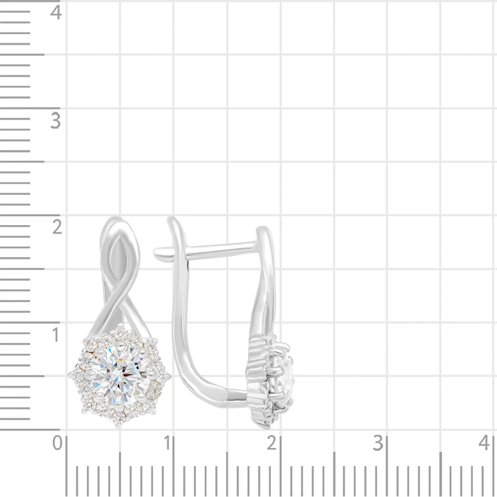 Серьги с фианитами из серебра 925 пробы