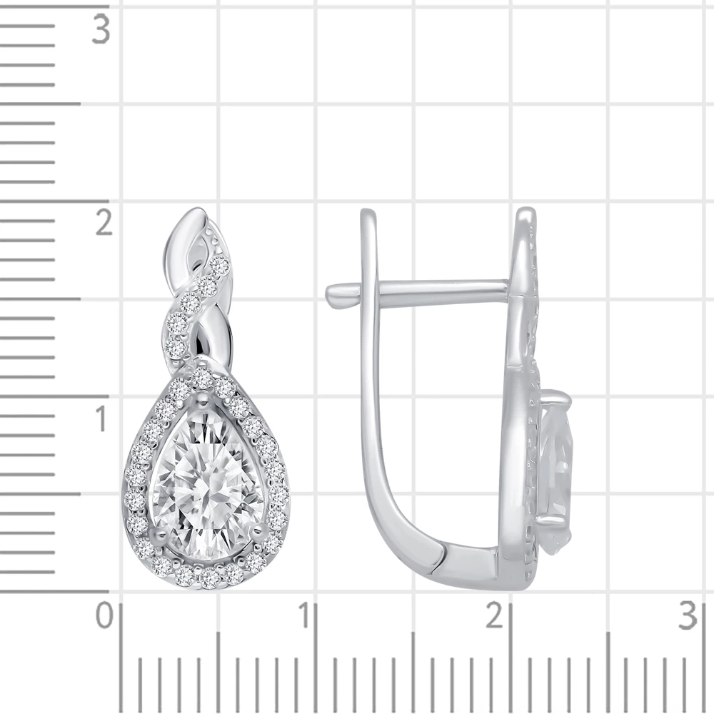 Серьги с фианитами из серебра 925 пробы