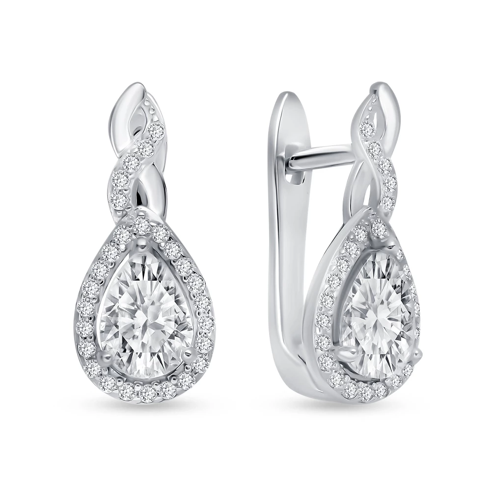Серьги с фианитами из серебра 925 пробы