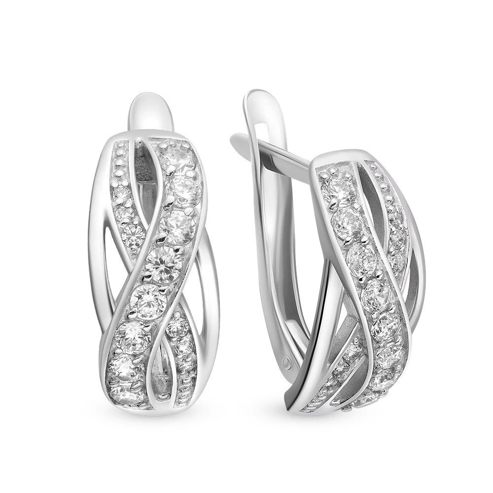 Серьги с фианитами из серебра 925 пробы 2