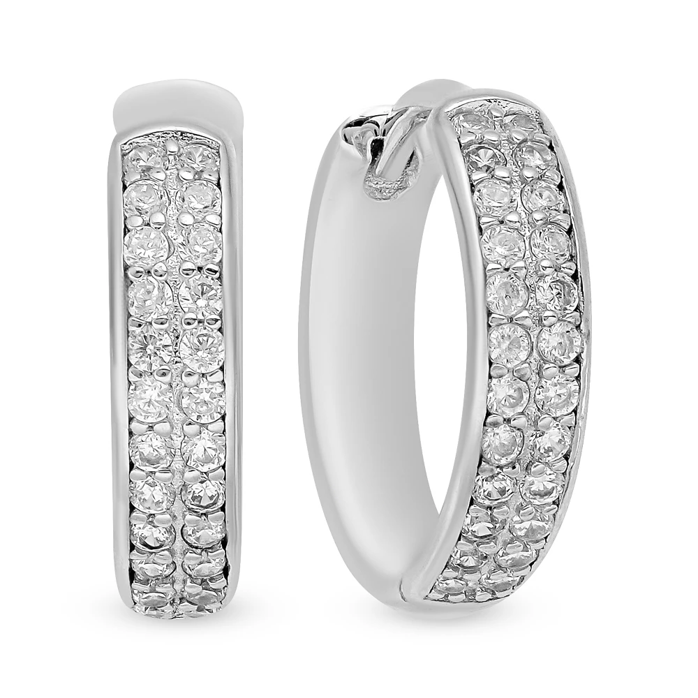 Серьги с фианитами из серебра 925 пробы