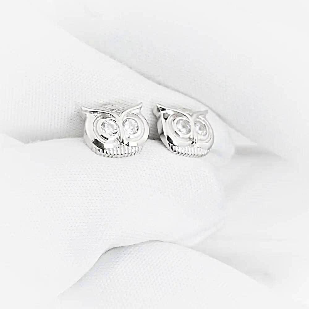 Серьги  Сова с фианитами из серебра 925 пробы 1