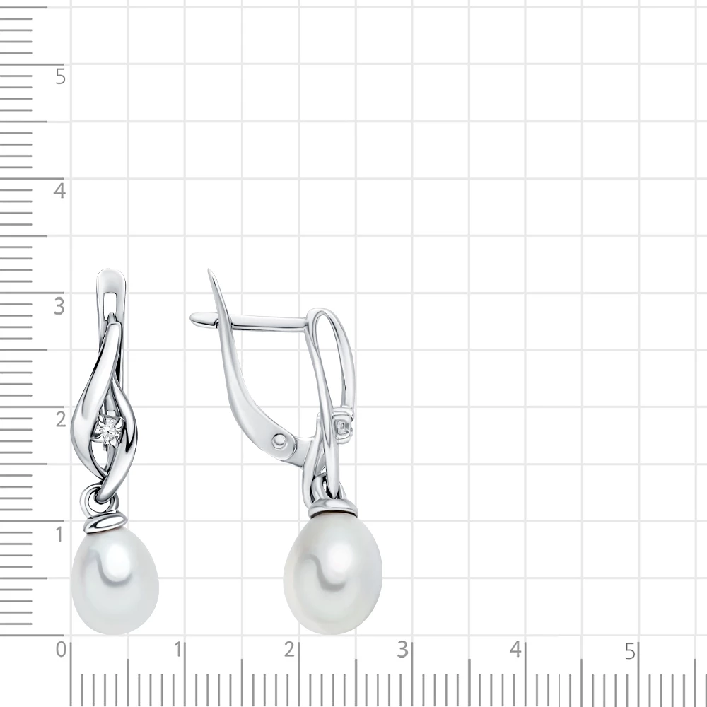 Серьги с культивированным жемчугом из серебра 925 пробы